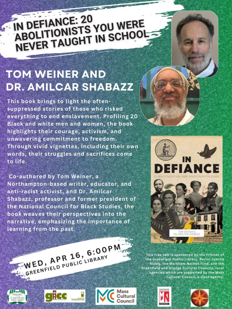 Free Talk about 20 Abolitionists you were never taught in school. Two authors pictured